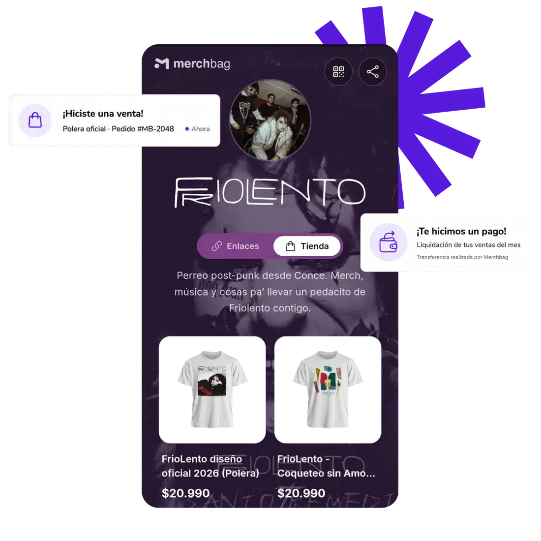 A merchandise store shown on a phone